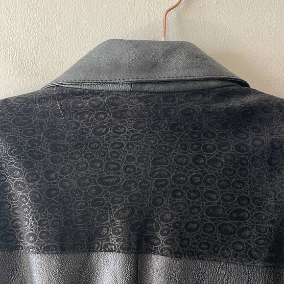 Vintage 90s Ladies Black Leather Trench Coat Full Length Long Large 80s Mob Wife - Picture 8 of 14